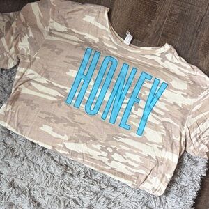 Camouflage Top with Blue 'HONEY' Print